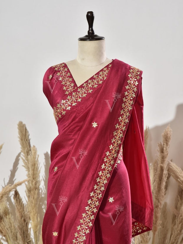 Red Gota Patti Vasansi SilkSaree