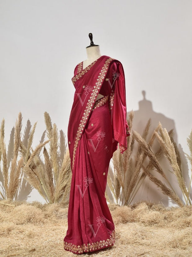 Red Gota Patti Vasansi SilkSaree