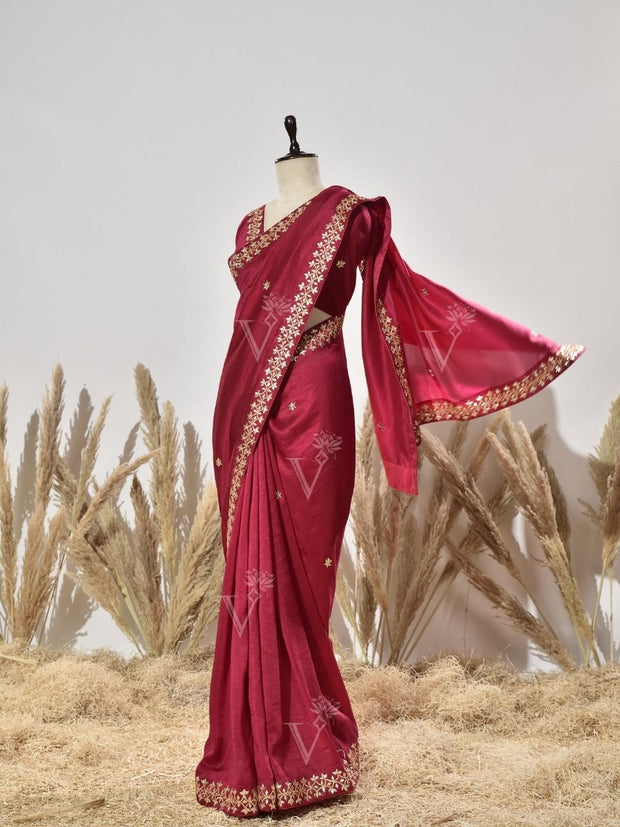 Red Gota Patti Vasansi SilkSaree