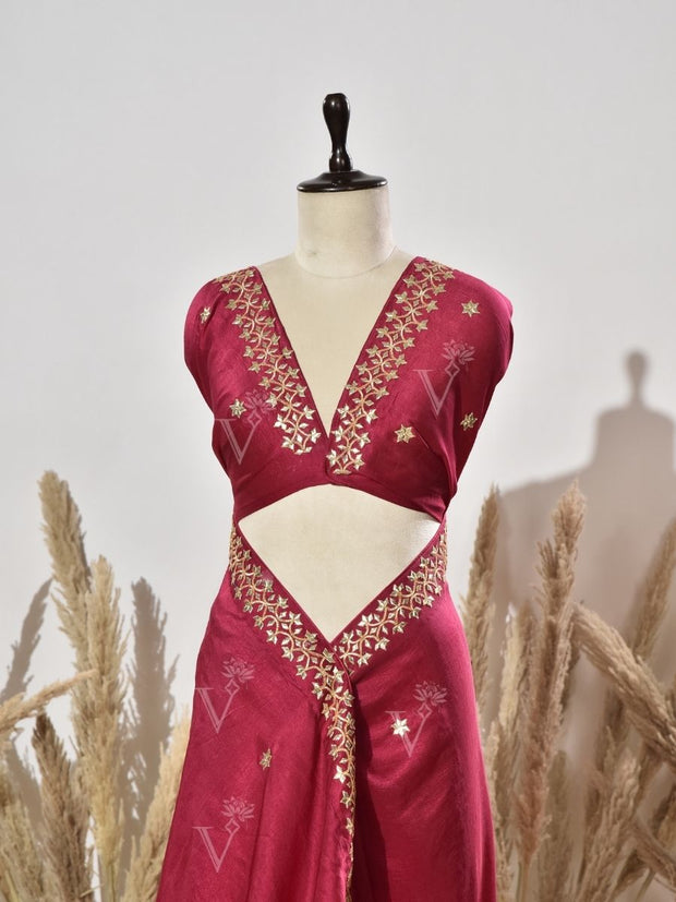 Red Gota Patti Vasansi SilkSaree