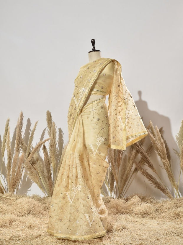 Yellow  Gota Patti Organza Saree