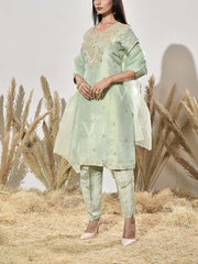 Aqua Green Embroidered Suit Set