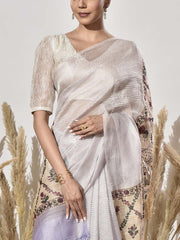 Beige and Purple Saree