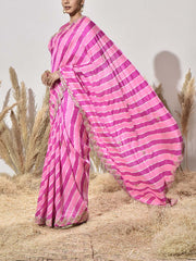 Pink Gota Patti Tussar Silk Saree