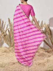 Pink Gota Patti Tussar Silk Saree