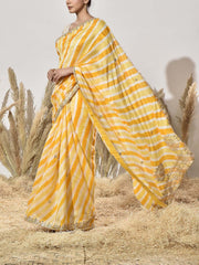 Yellow Gota Patti Tussar Silk Saree