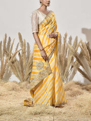 Yellow Gota Patti Tussar Silk Saree