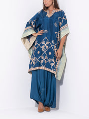 Yale Blue Silk Kaftan Set