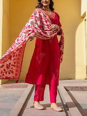 Pink Muslin Embroidered Suit Set