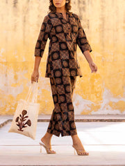 Brown Cotton Printed Co-ord Set