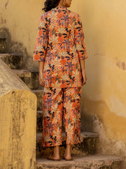 Orange Cotton Printed Co-ord Set