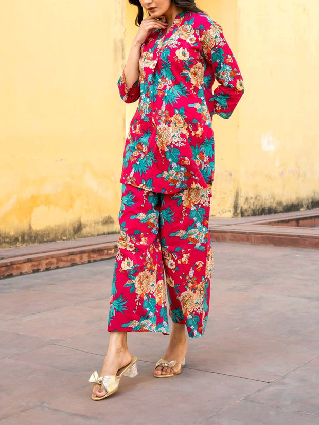 Crimson Cotton Printed Co-ord Set