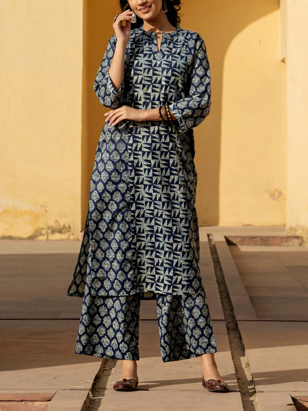 Blue Cotton Printed Co-ord Set