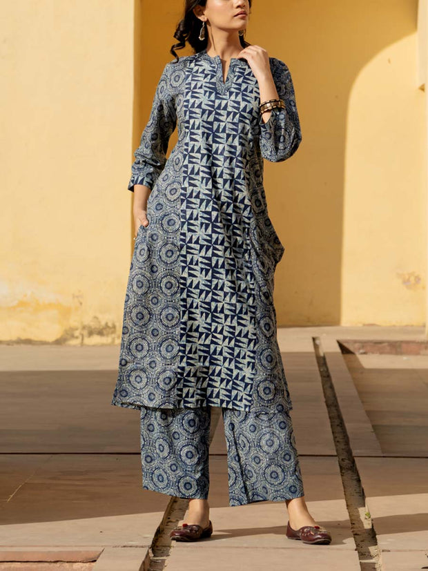 Blue Cotton Printed Co-ord Set