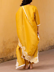 Yellow Embroidered Tissue Suit Set