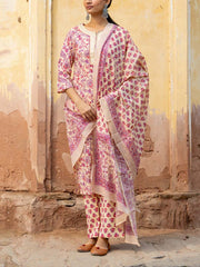 Ivory Cotton Printed Suit Set