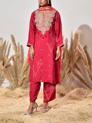 Pink Embroidered Dola Silk Suit Set
