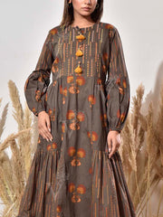 Dark Grey Embroidered Cotton Dress