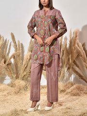 Brown Cotton Printed Co Ord Set