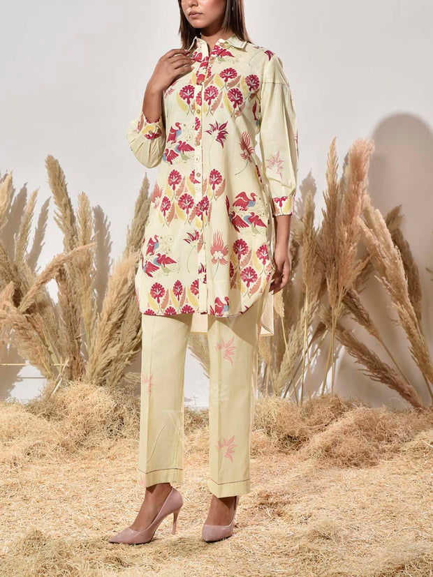 Cream Cotton Printed Co Ord Set
