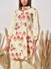 Cream Cotton Printed Co Ord Set