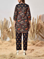 Black Cotton Printed Co Ord Set
