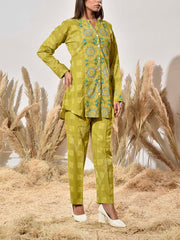 Green Cotton Printed Co Ord Set