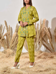 Green Cotton Printed Co Ord Set
