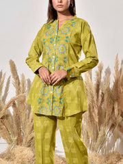 Green Cotton Printed Co Ord Set
