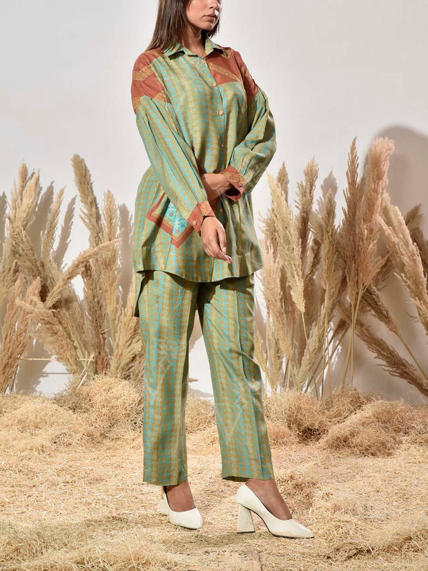 Green Muslin Printed Co Ord Set