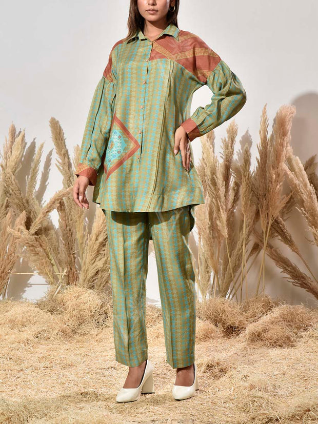 Green Muslin Printed Co Ord Set