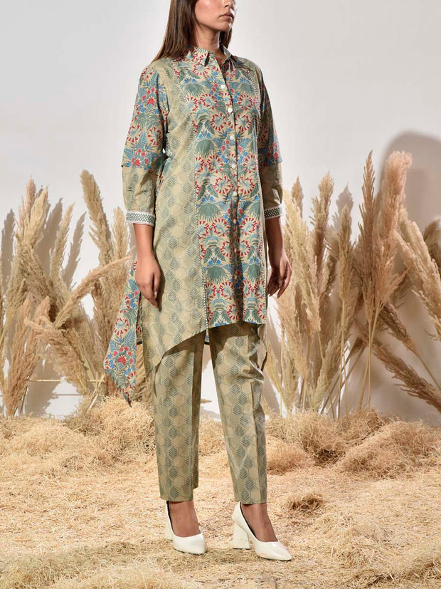 Green Cotton Printed Co Ord Set