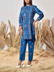 Blue Cotton Printed Co Ord Set