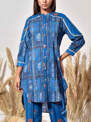 Blue Cotton Printed Co Ord Set