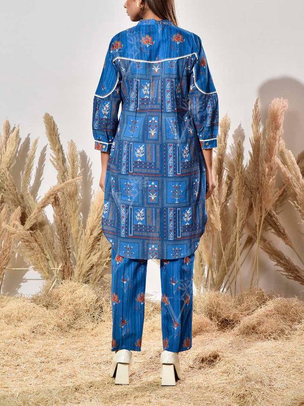 Blue Cotton Printed Co Ord Set