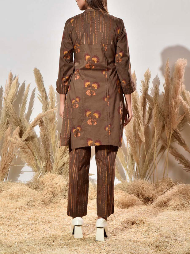 Brown Cotton Printed Co Ord Set