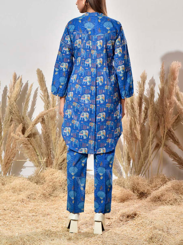 Blue Cotton Printed Co Ord Set