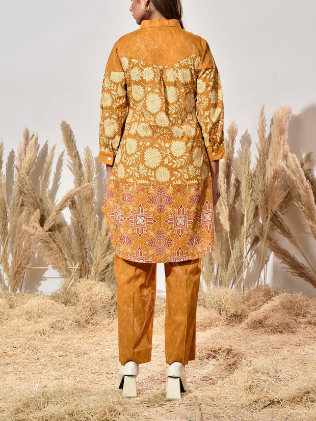 Mustard Cotton Printed Co Ord Set