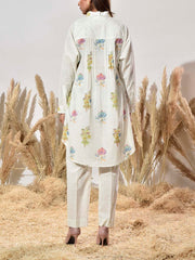 White and Green Cotton Printed Co Ord Set