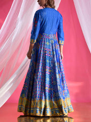 Blue Vasansi Silk Printed Anarkali Gown