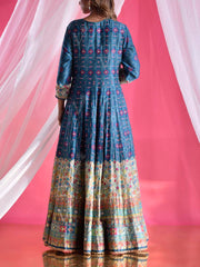 Blue Vasansi Silk Printed Anarkali Gown