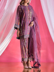 Purple Georgette Printed  Suit Set