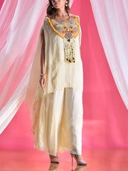 Ivory Embroidered Cape and Palazzo Set