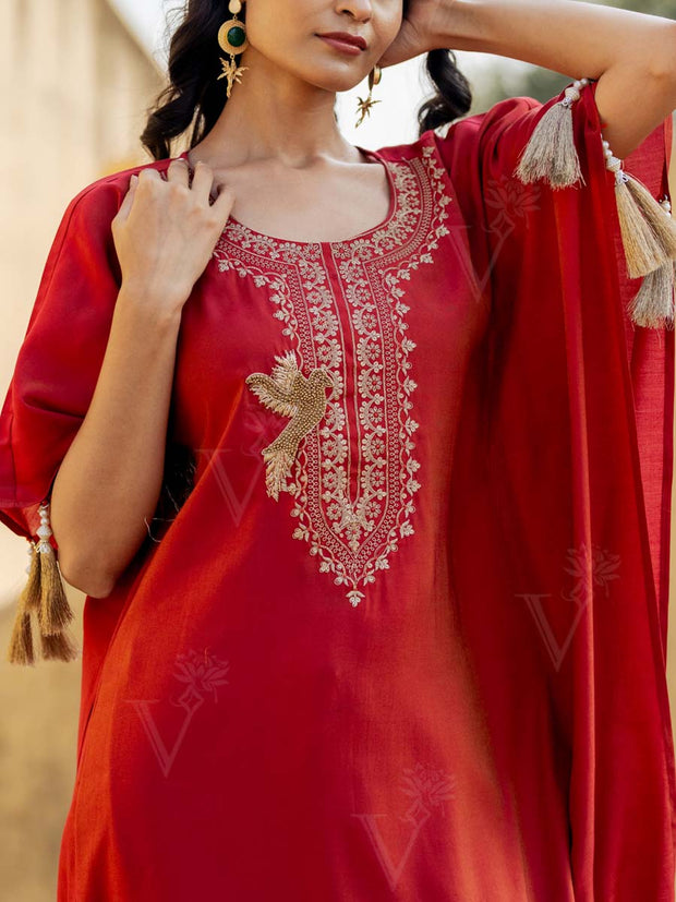 Red Kaftan Set