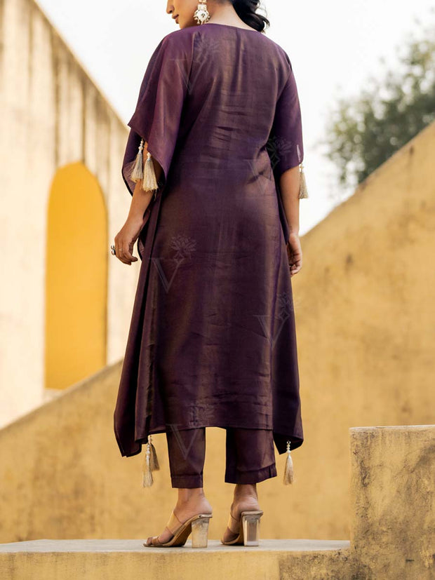 Wine Kaftan Set