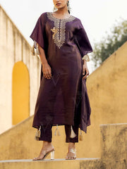 Wine Kaftan Set