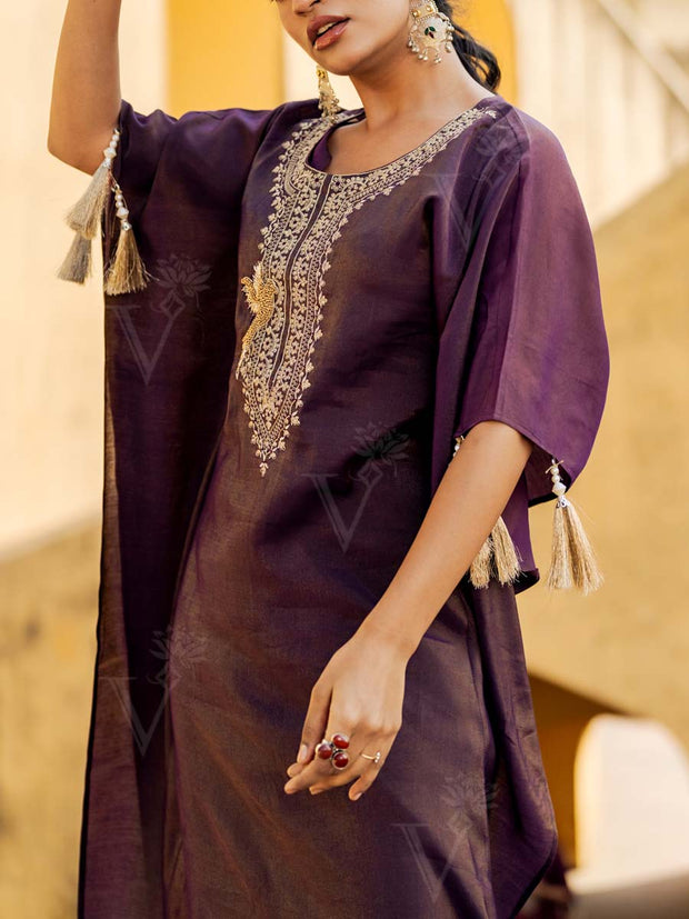 Wine Kaftan Set