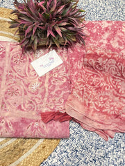 Pink Cotton Printed Dress Material