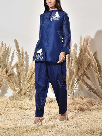 Blue Organza Co Ord Set