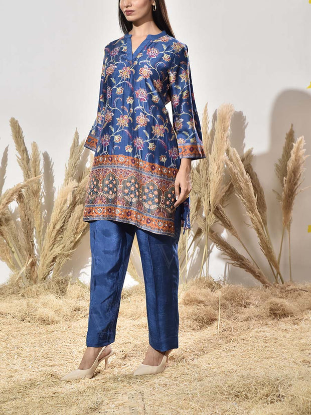 Blue Vasansi Silk Embroidered Co Ord Set